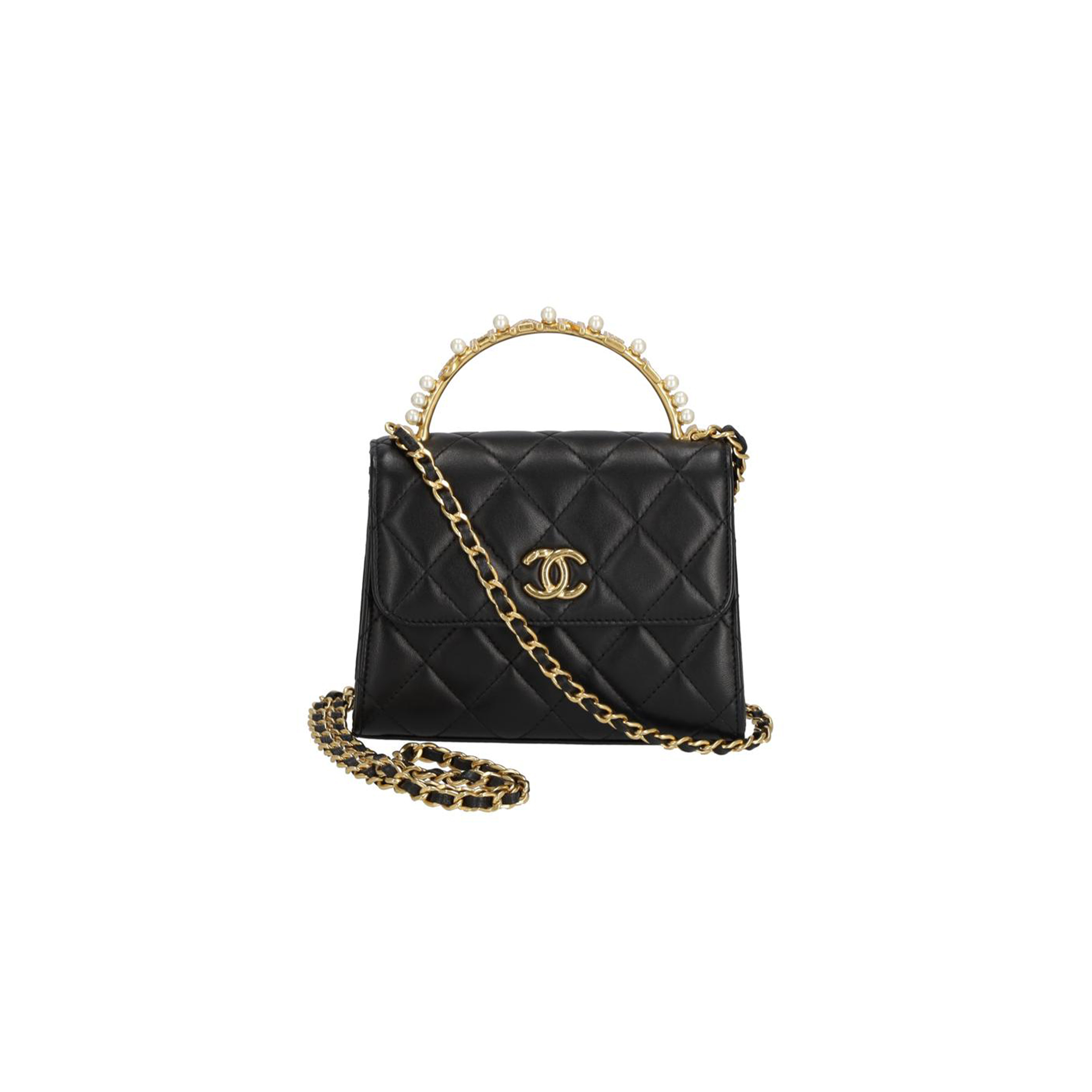 Ch*el master fake pearl coco handle matelassÉ chain shoulder bag (15*12*6cm)